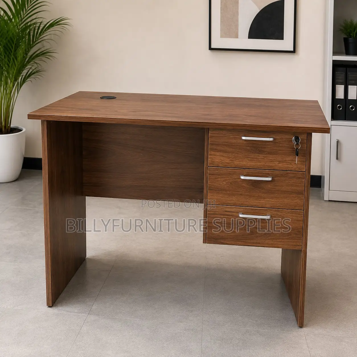 Classic Walnut 3-Drawer Office Desk Nairobi | Lockable Desk
