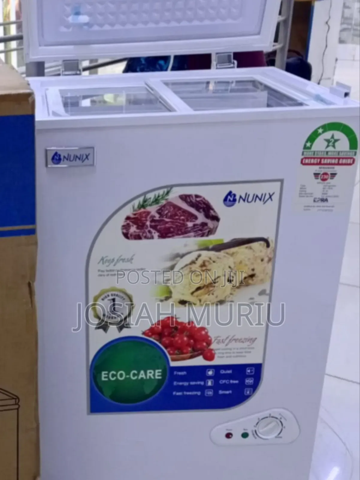 White NUNIX Chest Freezer With Adjustable Temperature