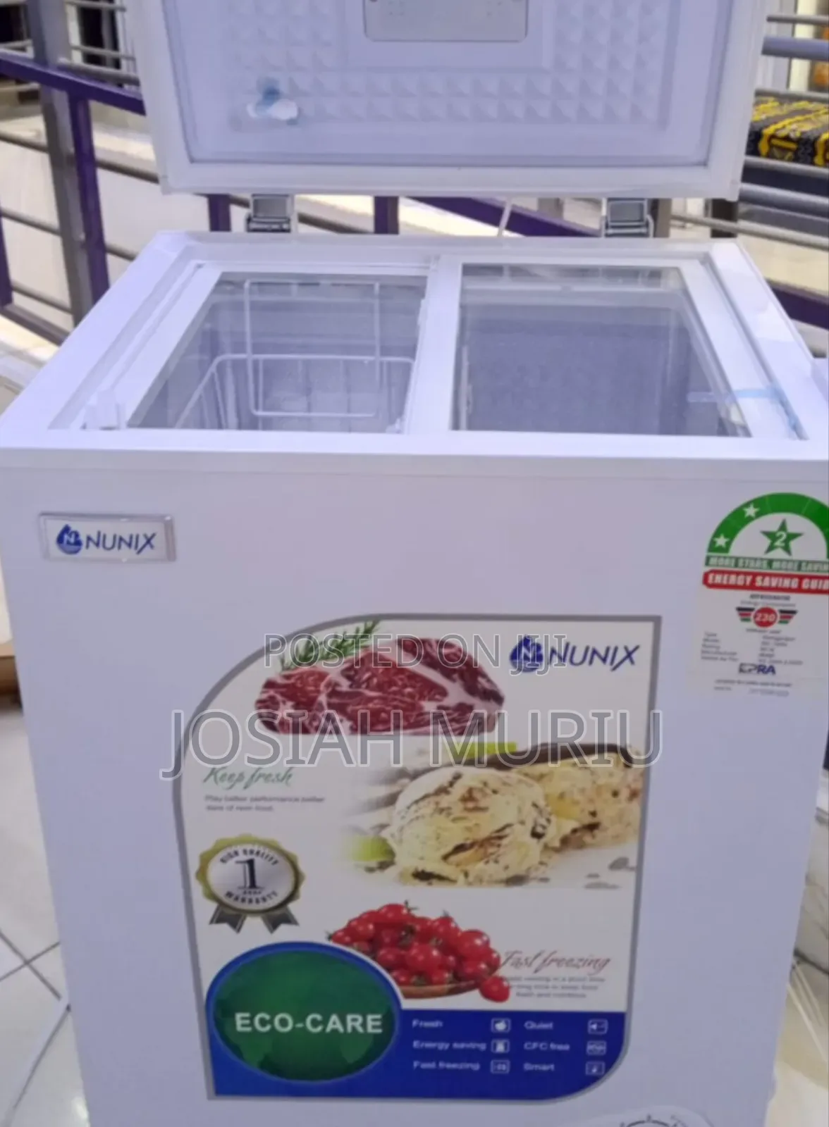 White NUNIX Chest Freezer With Adjustable Temperature