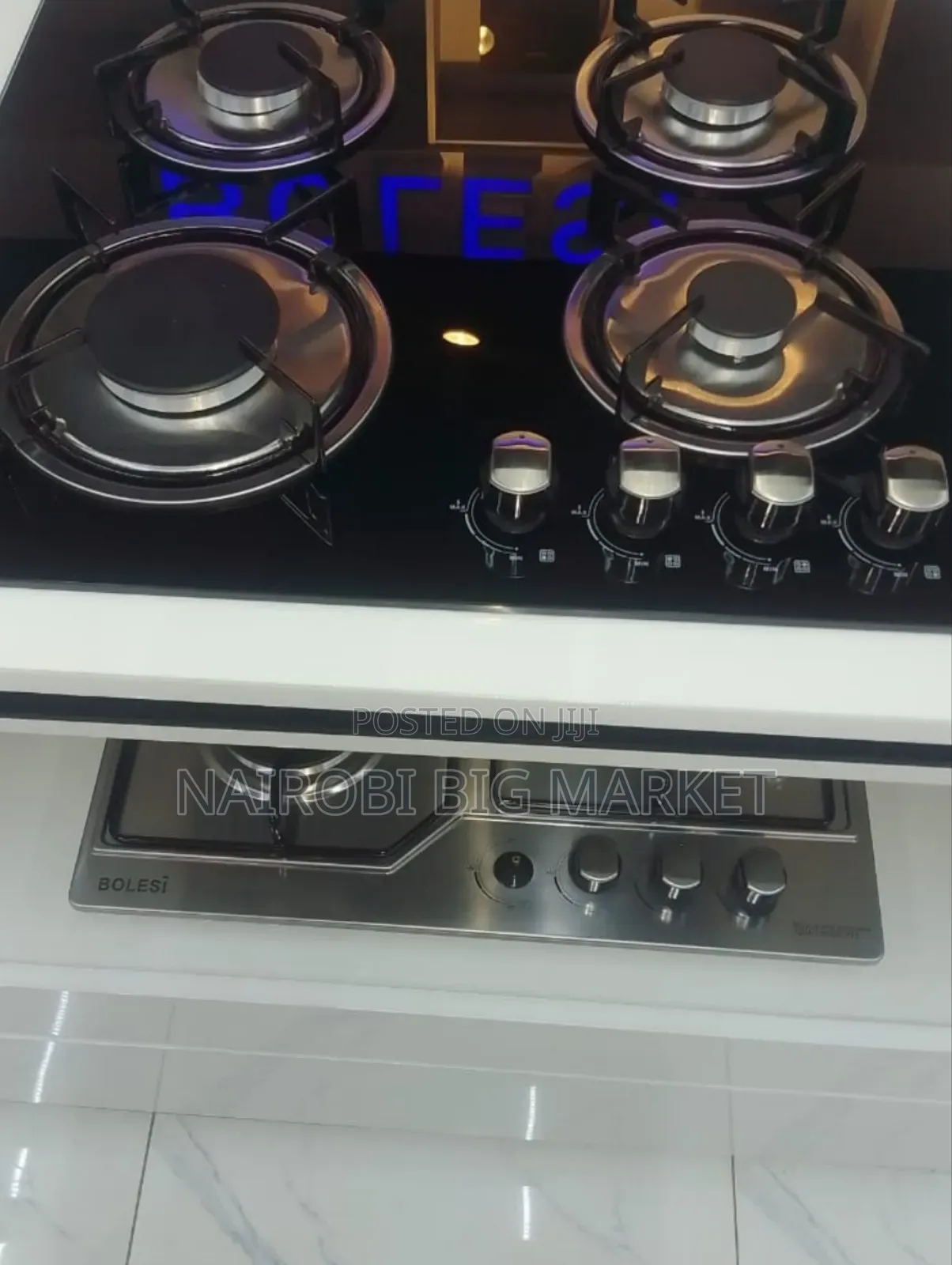 Bolesi Hob 4 Gas Burners Inbuilt Glass Tampered Gas Hob