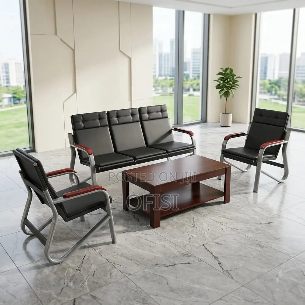 Office Sofa; 5-Seater Office Leather Lobby Sofa