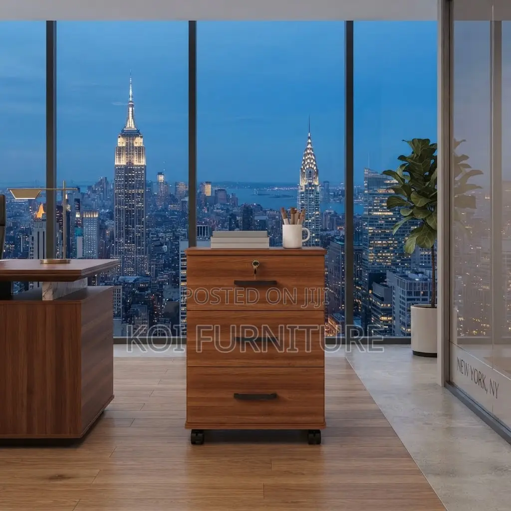 Office Cabinet; Three Drawers Wooden Pedestal Cabinet