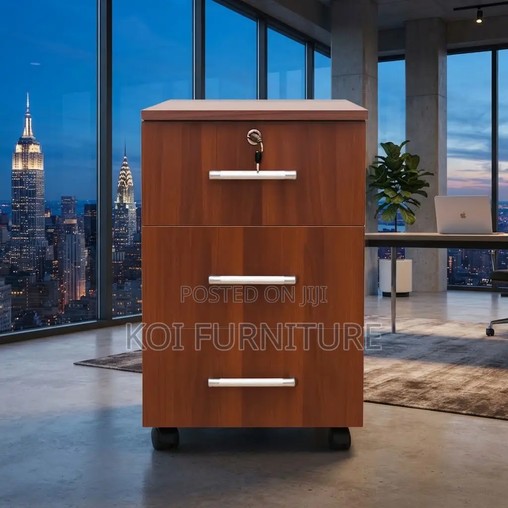 Office Cabinet; Three Drawers Wooden Pedestal Cabinet