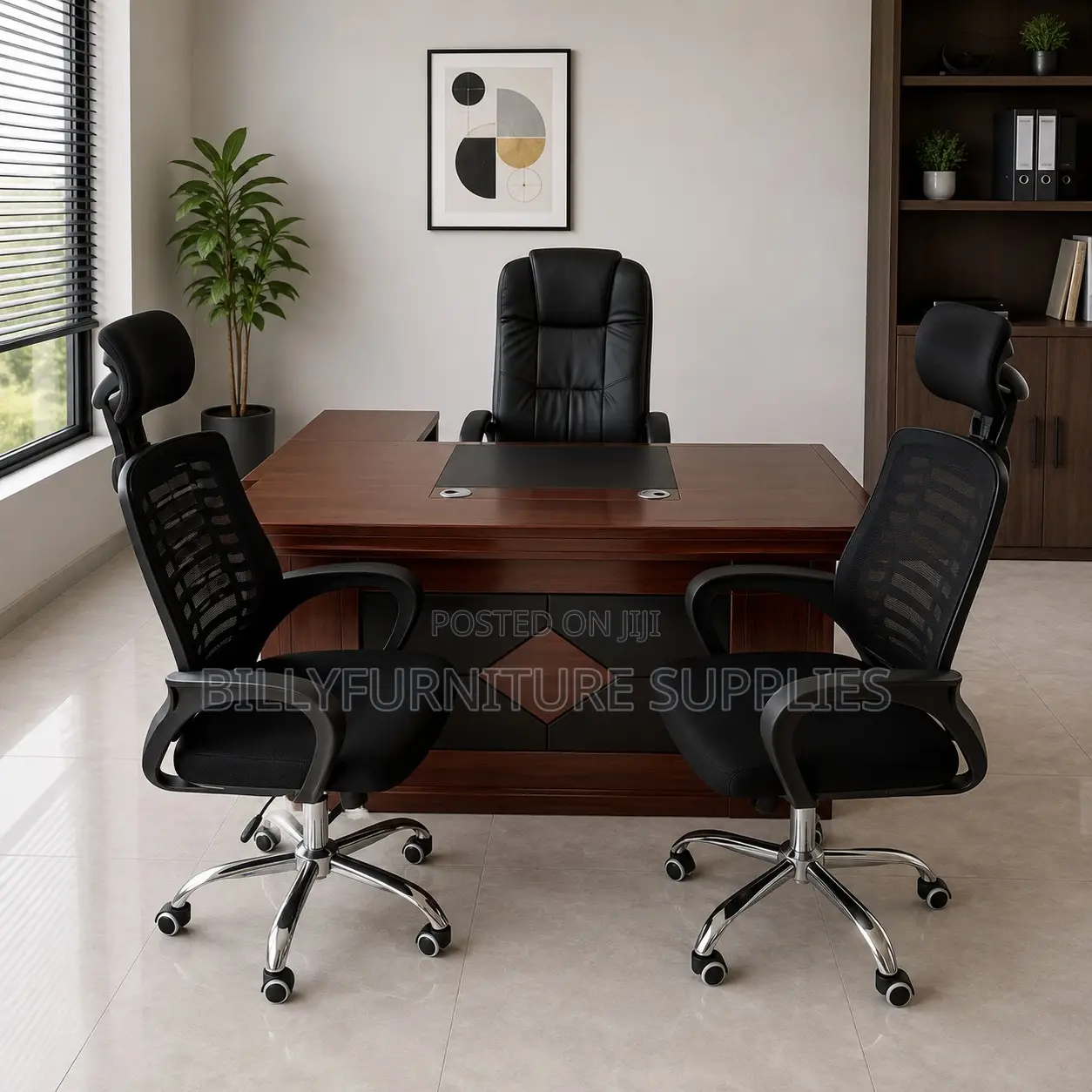 Complete Office Furniture Set | Desk With Office 2 Visitor Chairs