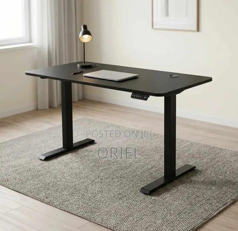 Office Desk : Electric Height Adjustable 120CM White Table