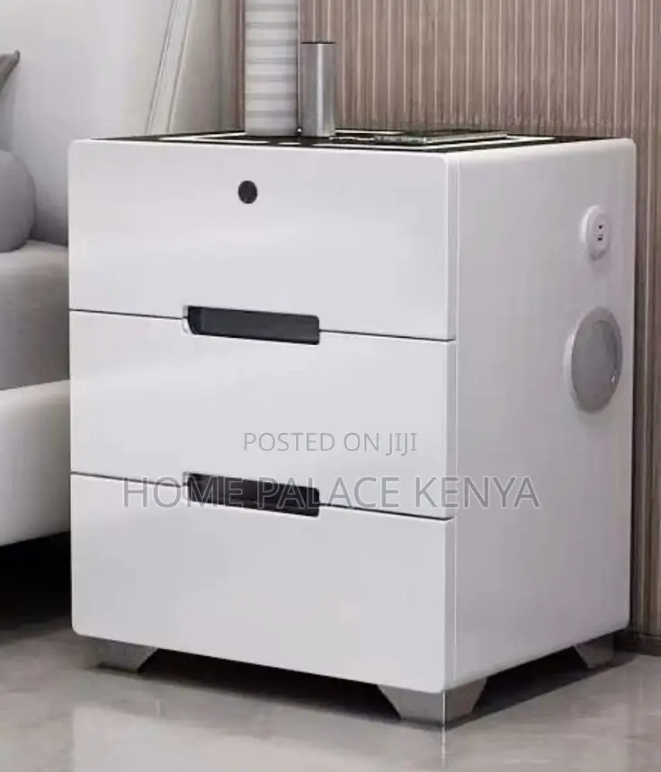Bedside Cabinet; Contemporary LED Nightstand With Storage Cabinet