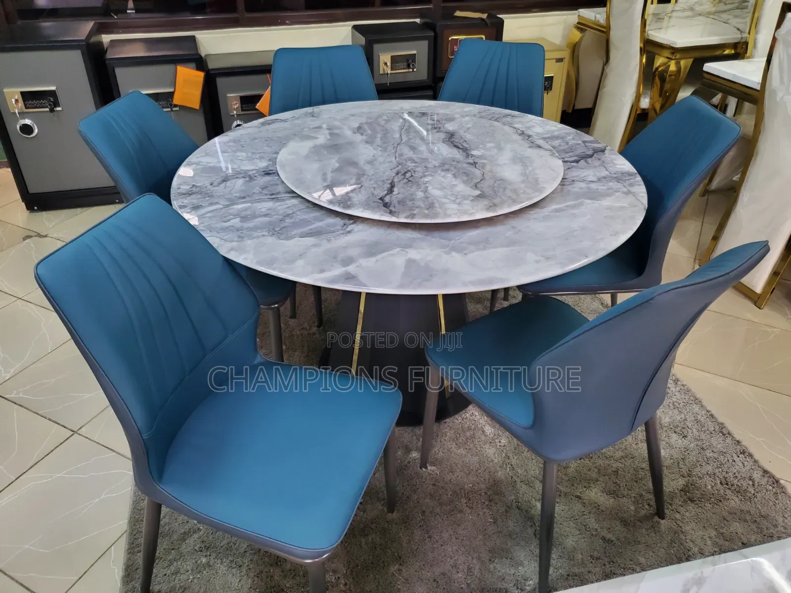 7-Piece Marble Dining Table With 6 Chairs