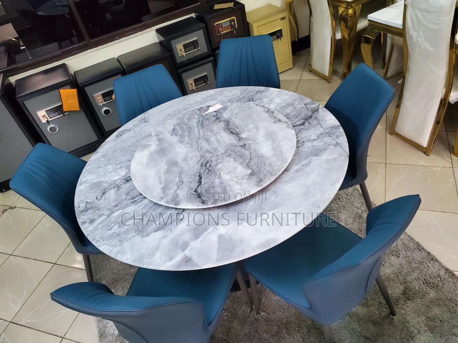 7-Piece Marble Dining Table With 6 Chairs