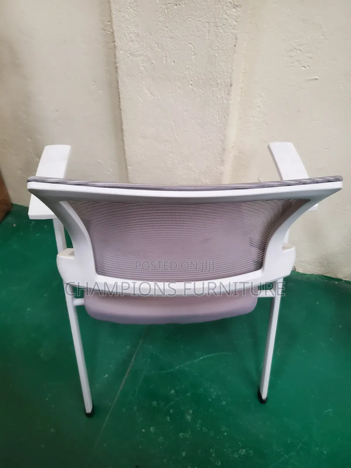 Grey and White Mesh Visitors Chair