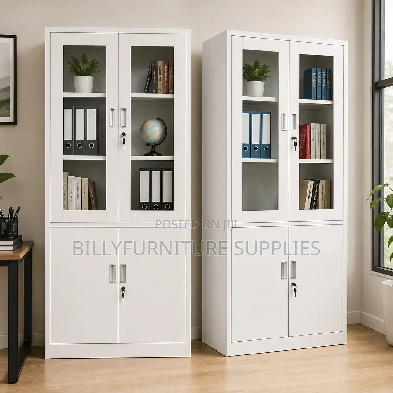Premium Double Office Storage Cabinet Nairobi With Lockable Glass Door