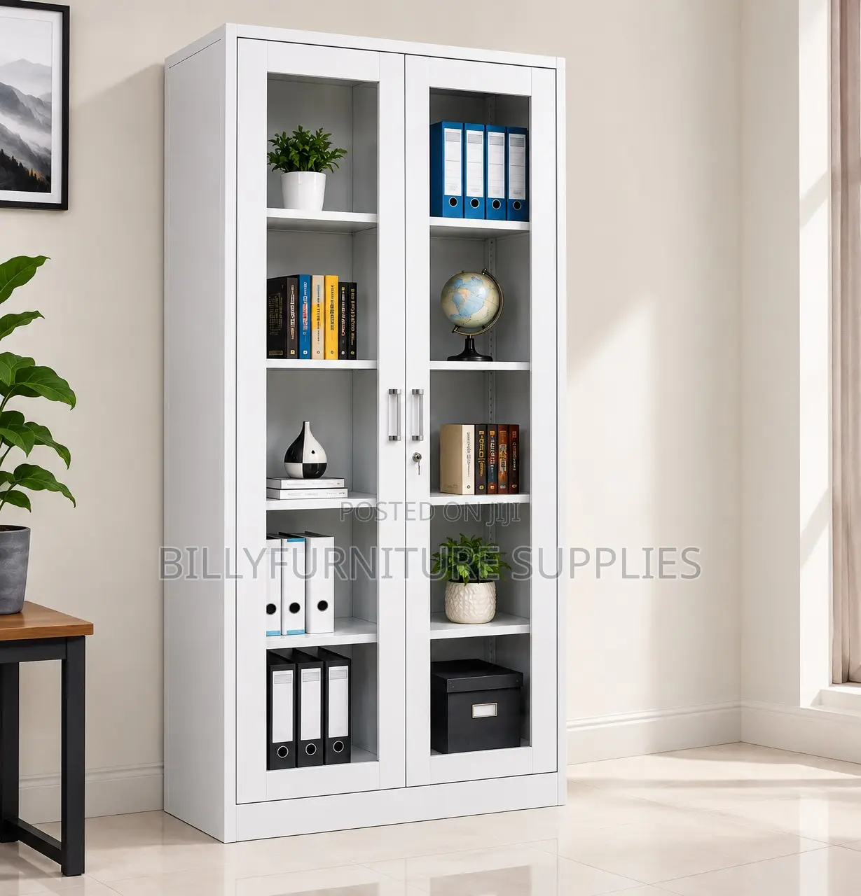2 Door Office Filing Cabinet With Full Glass Doors