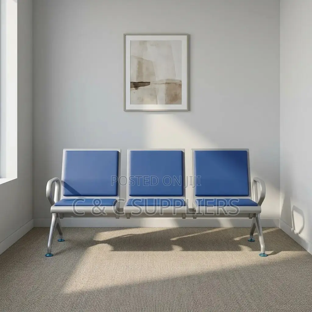 3-Link Blue Padded Visitors Bench.