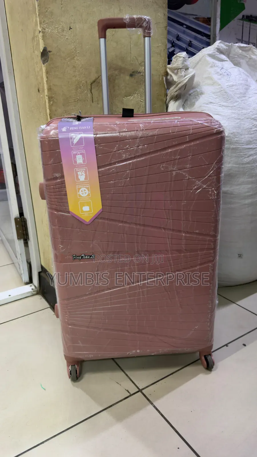 Rose Gold Large Rubber Suitcase Height 72cm