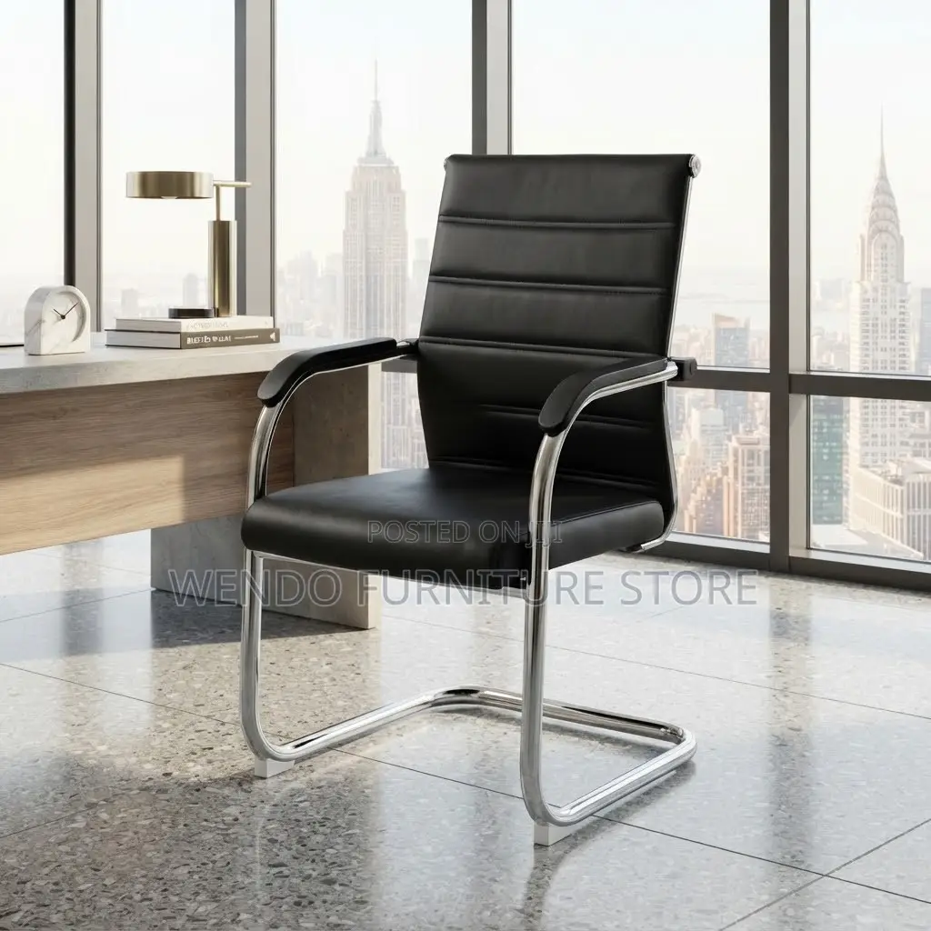 Office Chairs; Mid Bcak Leather Front Desk Visitors Chair
