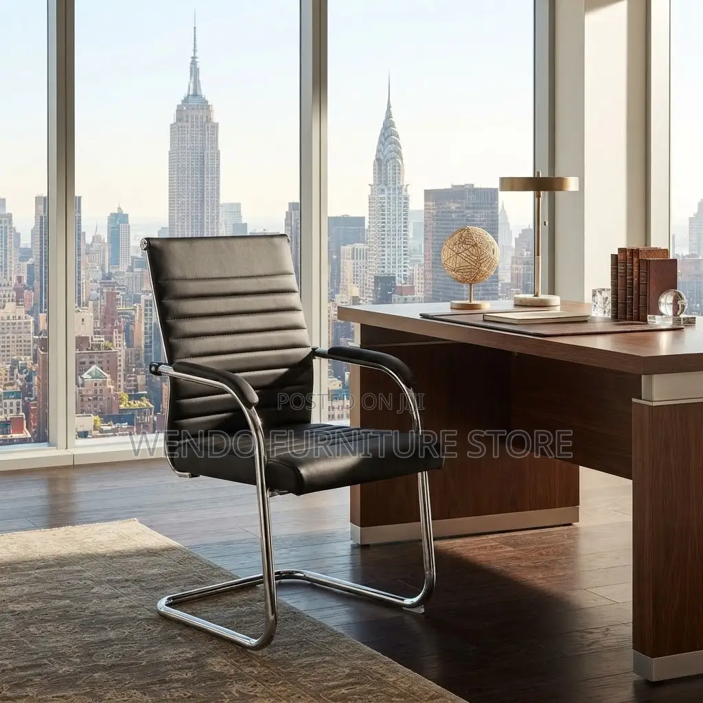 Office Chairs; Mid Bcak Leather Front Desk Visitors Chair