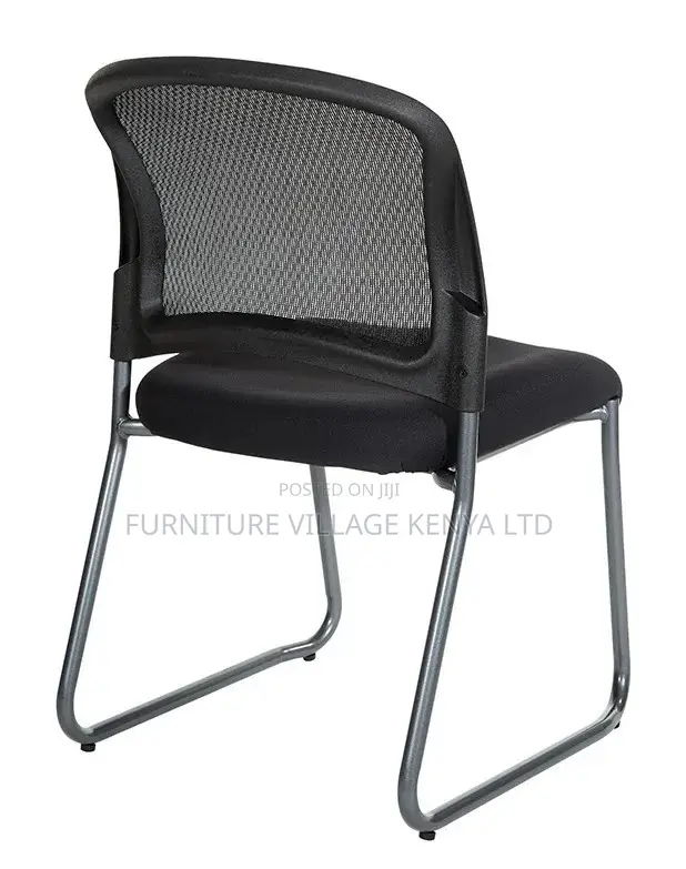 Office Chair; Mesh Chrome Non Swivel Guest Office Chair