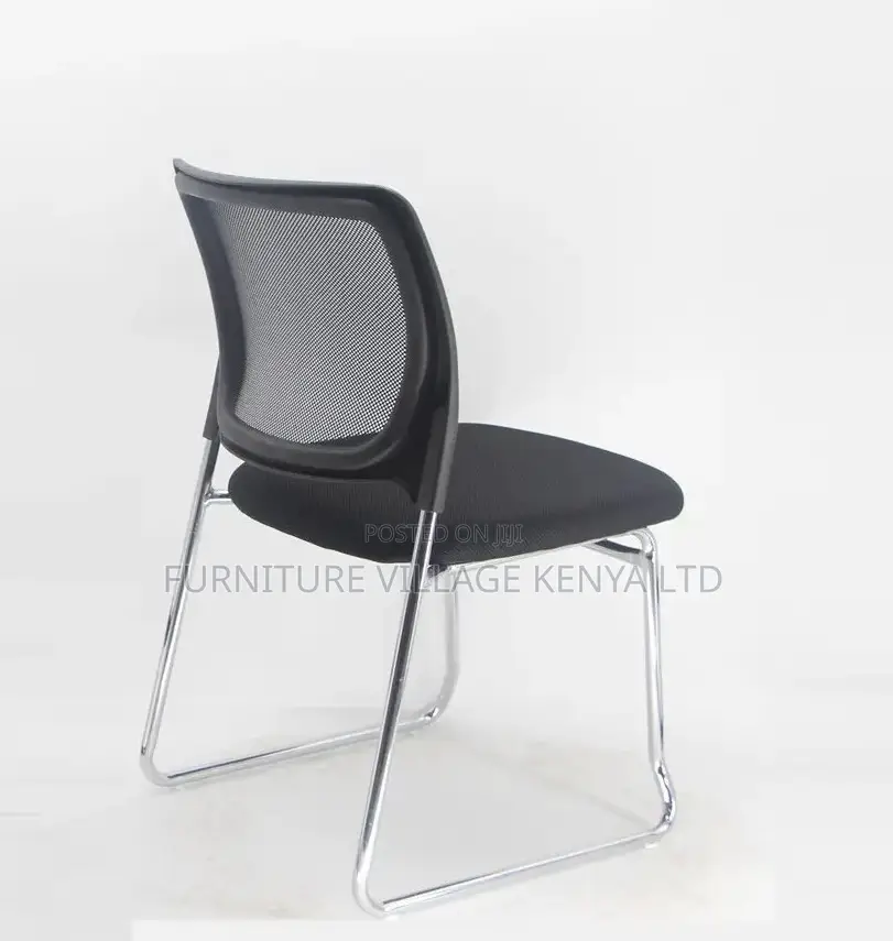 Office Chair; Mesh Chrome Non Swivel Guest Office Chair
