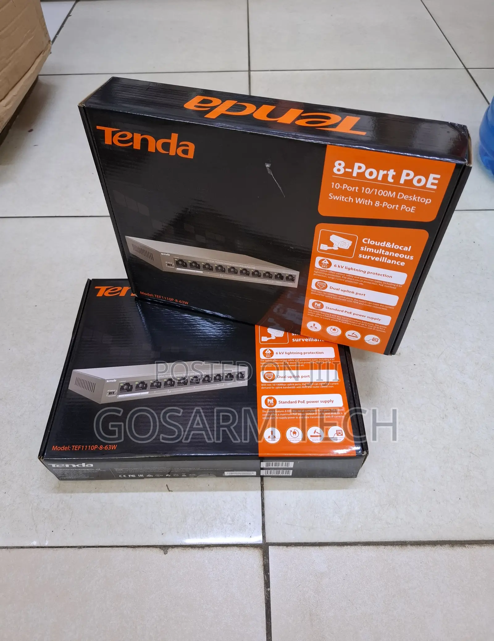 Tenda 8 Port Ethernet PoE Switch for Security Cameras