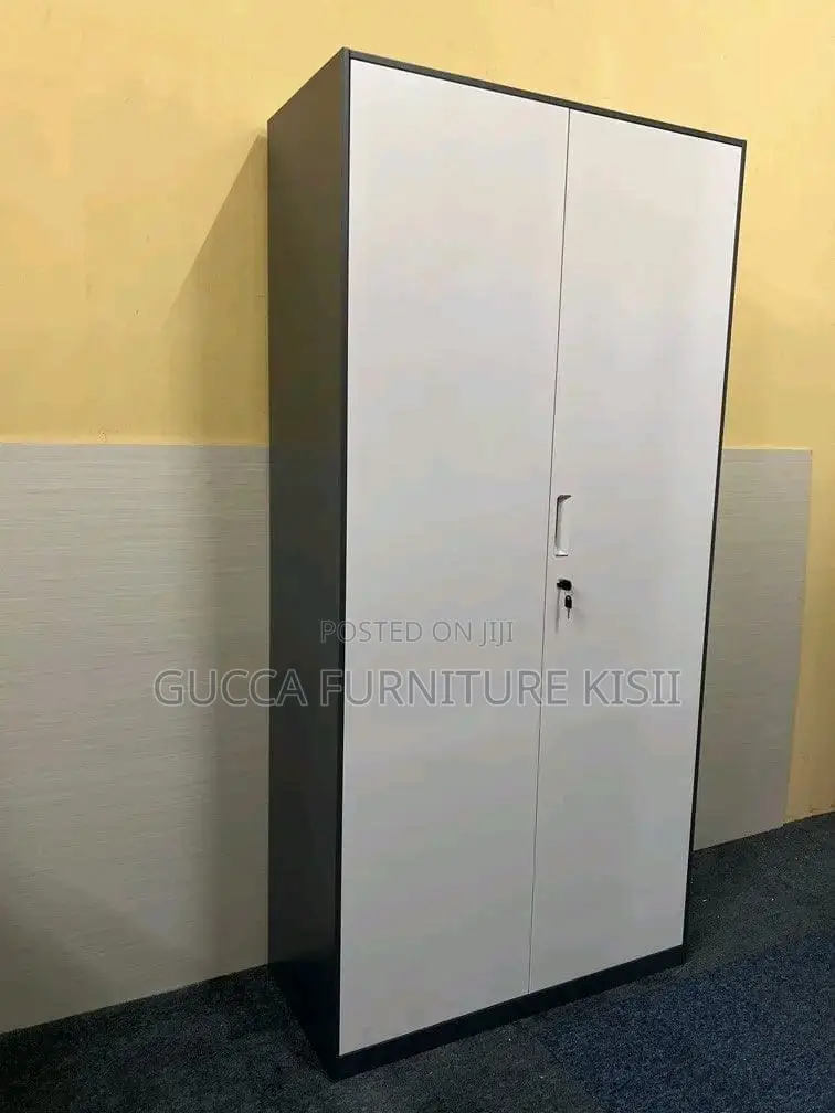 Office Cabinet; Grey 2-Door Steel Office Cabinet