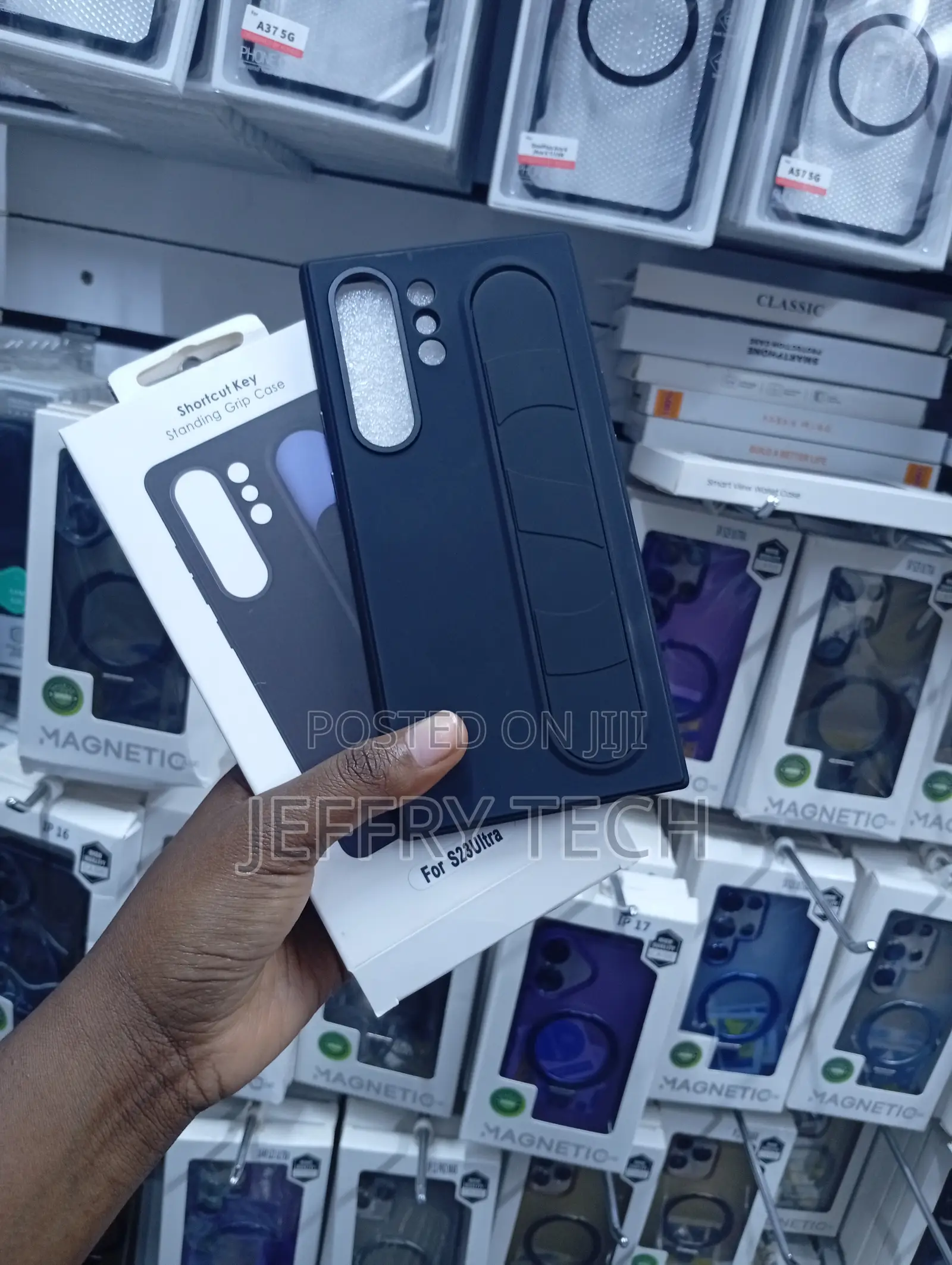 Dark Blue Samsung Standing Grip Case for the Samsung Galaxy S23 Ultra