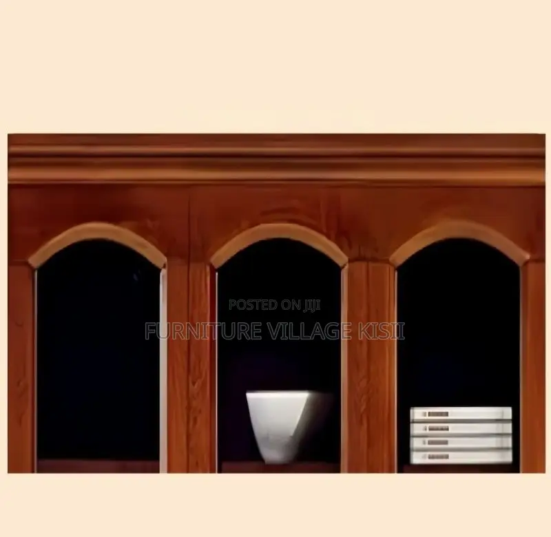 Cabinet: 3-Door Executive Mahogany Cabinet.