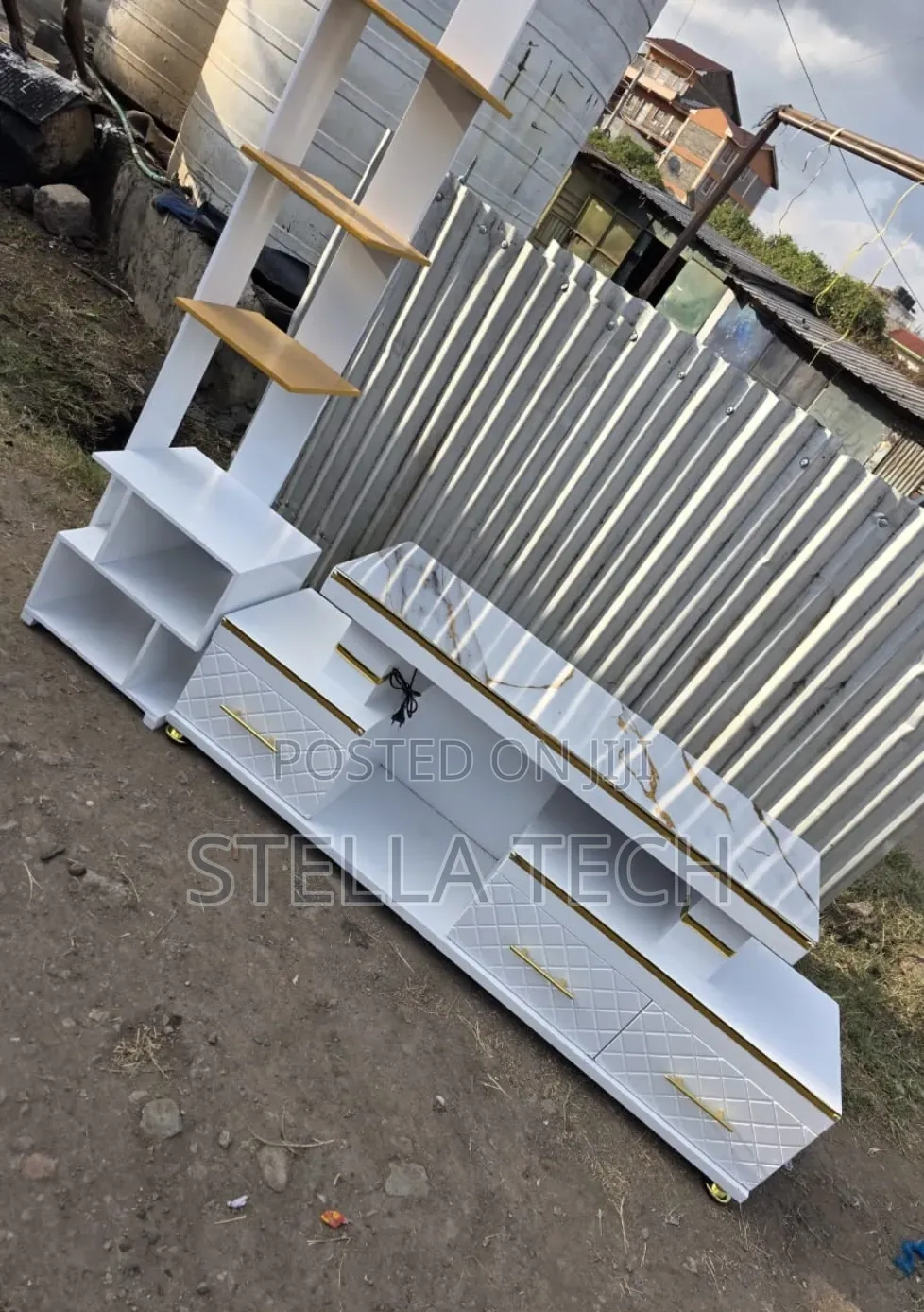 *TV Stand With LED Lights With Inbuilt Flower Decor Stand