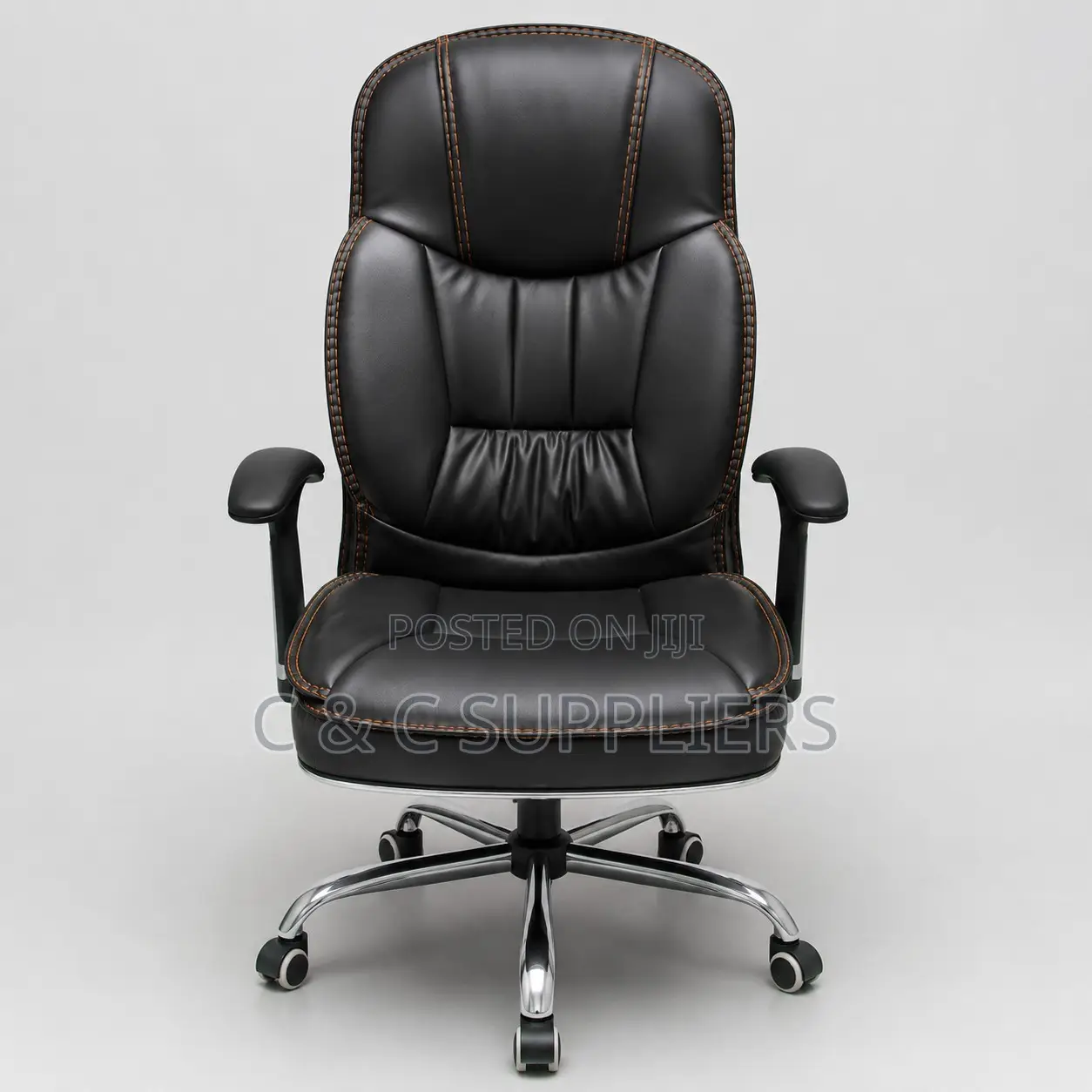 Black Leather Generic Swivel Chair.