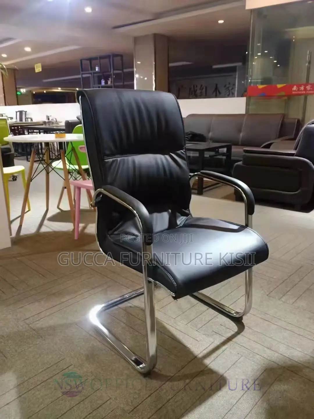 Office Chairs; Chrome Based Leather Office Visitors Chairs