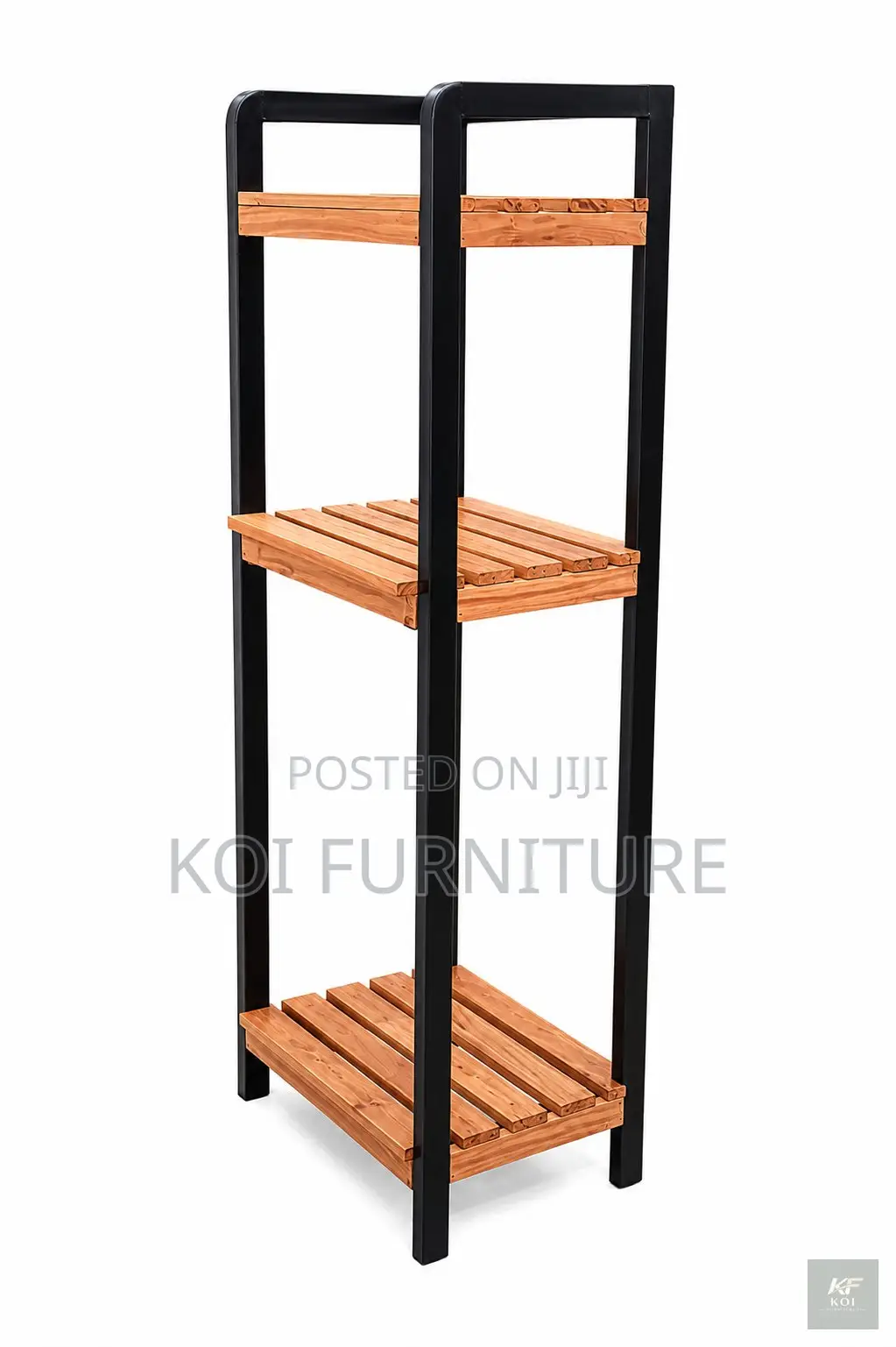 Cypress Wood and Black Machine Shelving