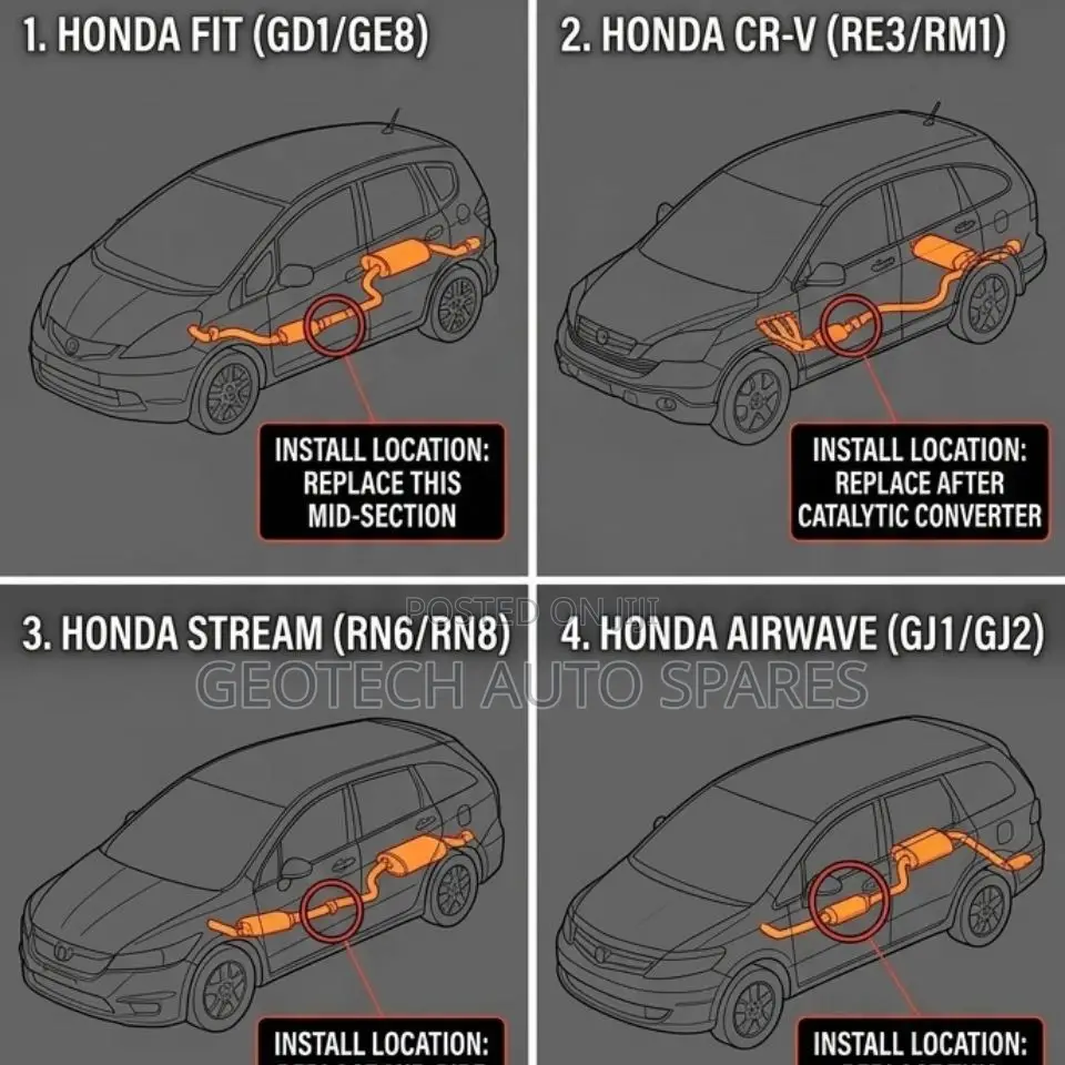 Honda Fit, Cr-V, Stream, Airwave Catalytic Converters Mufflers