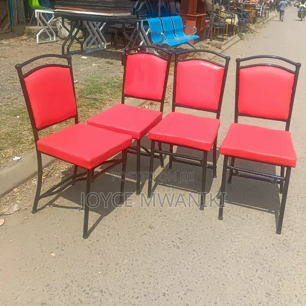 Hotel or Restaurant Red Chairs With Black Painted Frame
