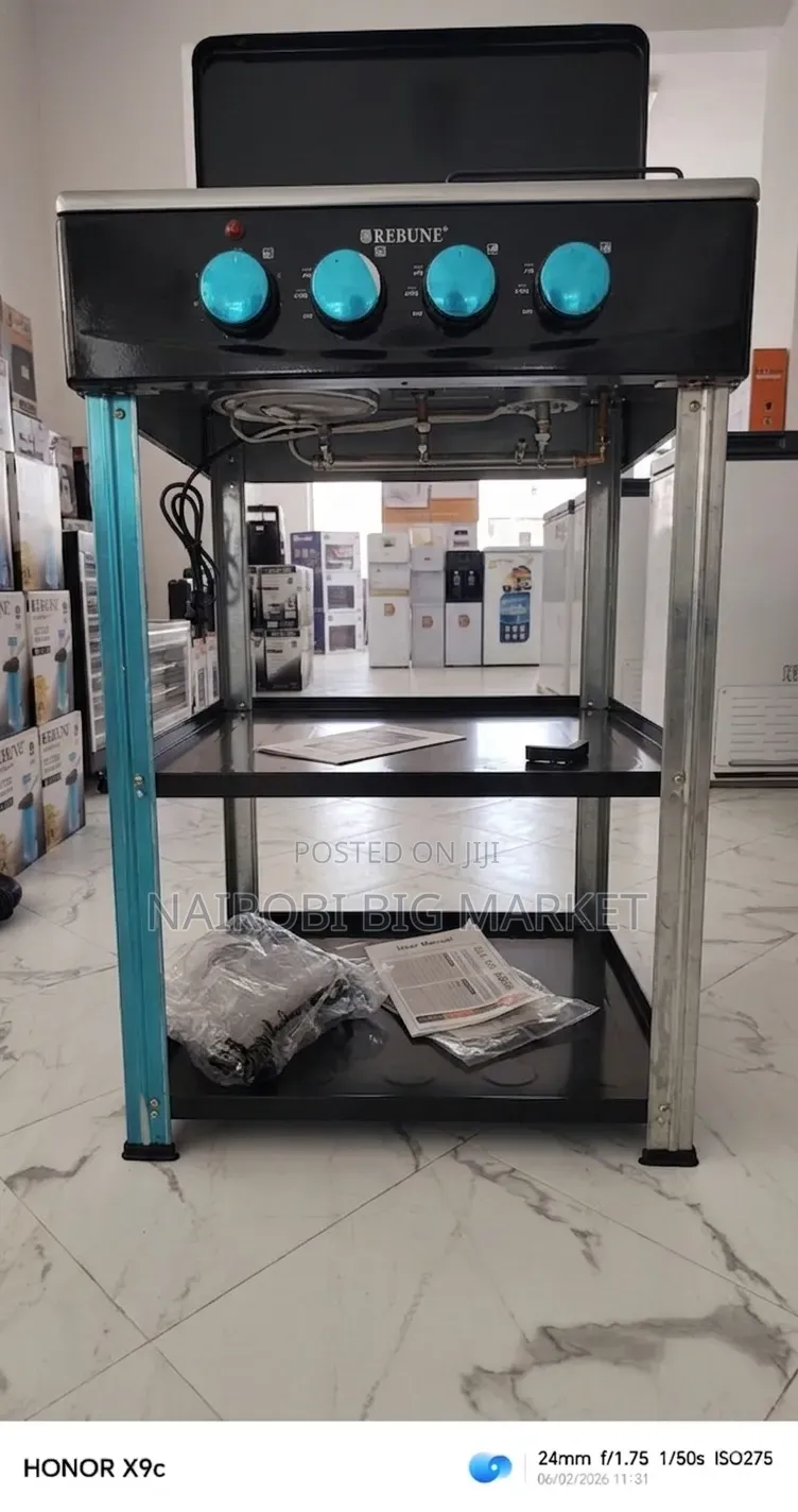 Rebune 3gas +1 Electric Burner Standing Gas Stove With Shelves