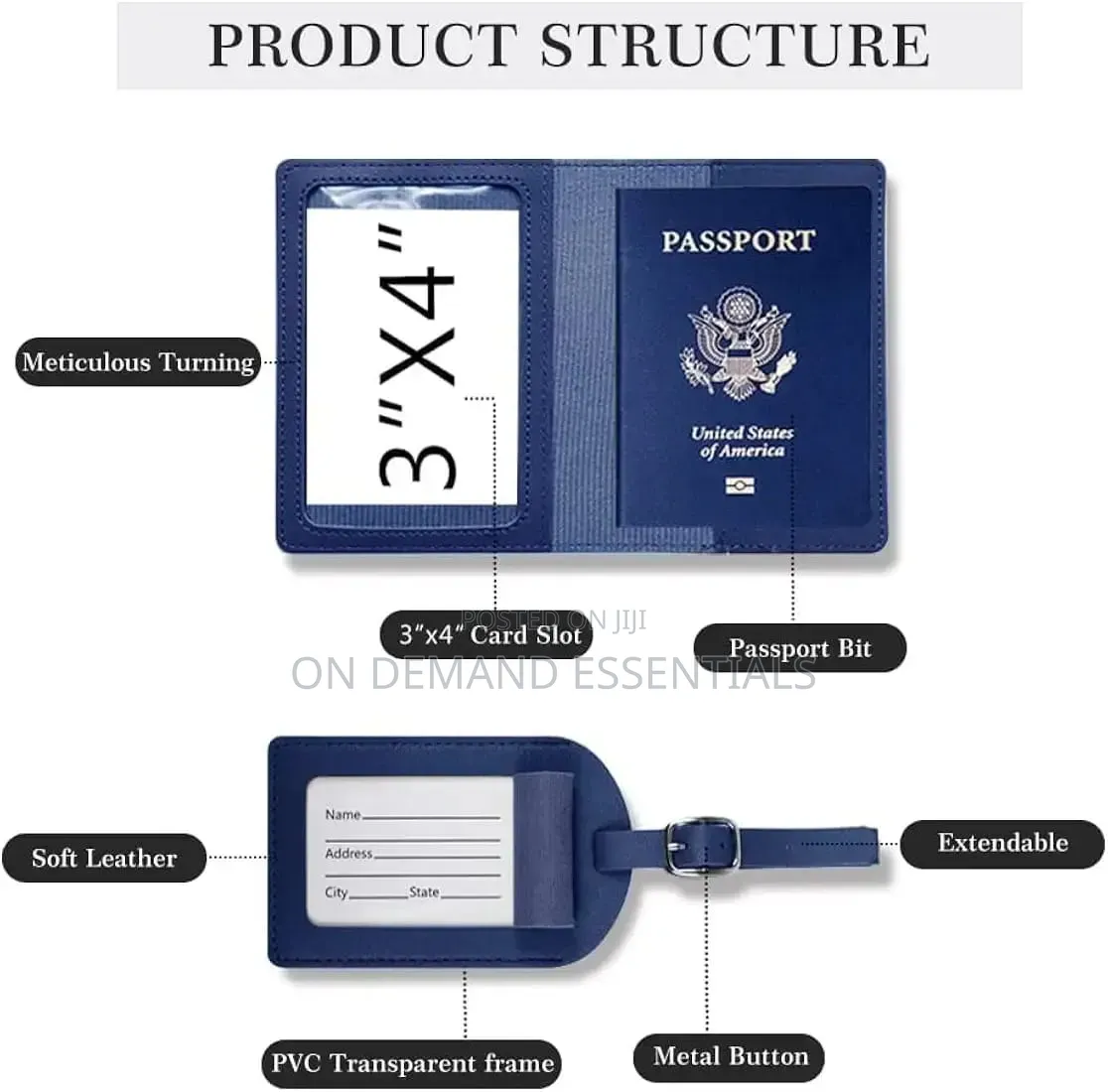 Passport Holder With a Matching Luggage Tag (Travel Set)