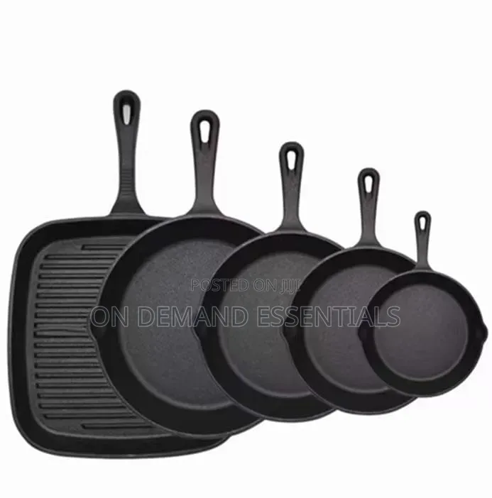 5pcs Cast Iron Skillet Set and Steak Pan
