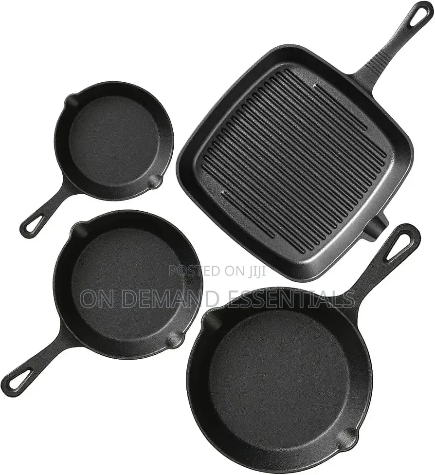 5pcs Cast Iron Skillet Set and Steak Pan