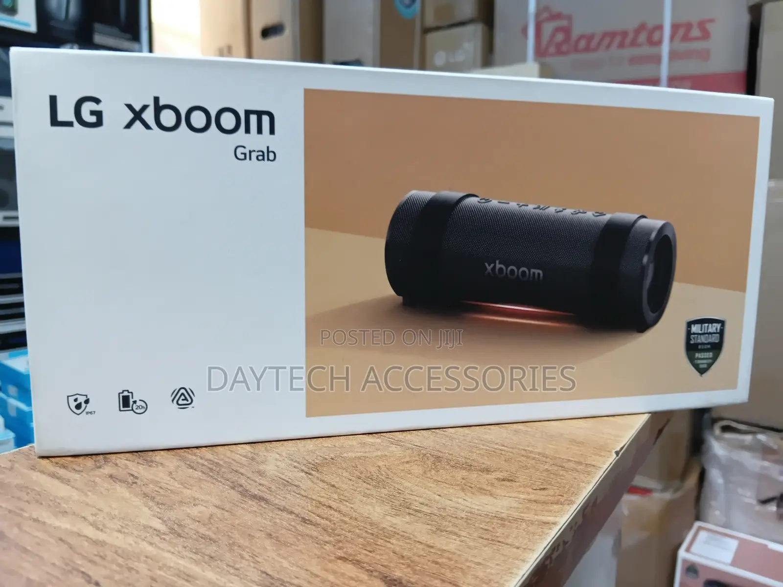 The LG XBOOM Grab Compact Rugged Portable Bluetooth Speaker - Black