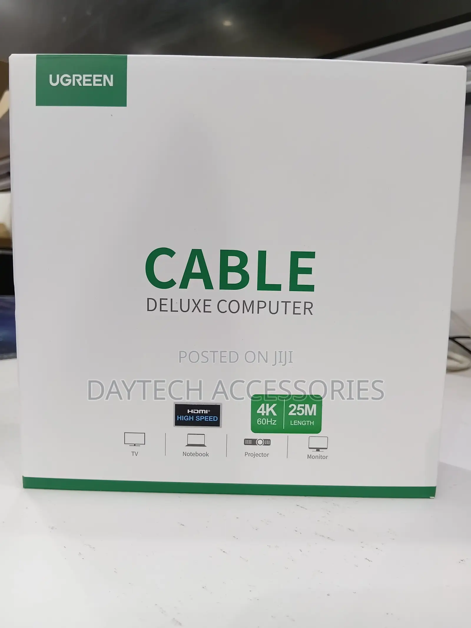 The UGREEN 25-Meter Active Fiber Optic HDMI Male-to-Male Cable.