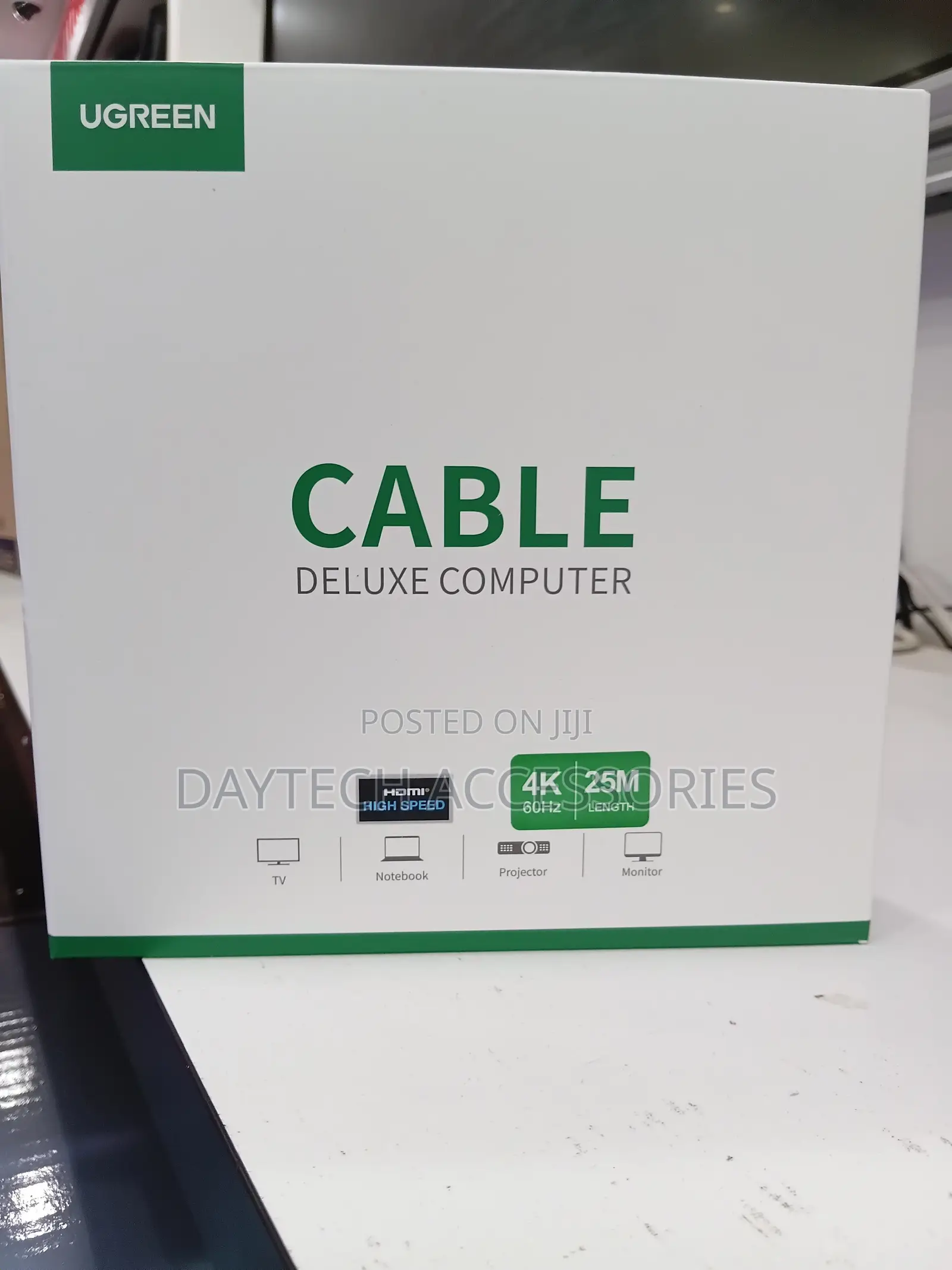 The UGREEN 25-Meter Active Fiber Optic HDMI Male-to-Male Cable.