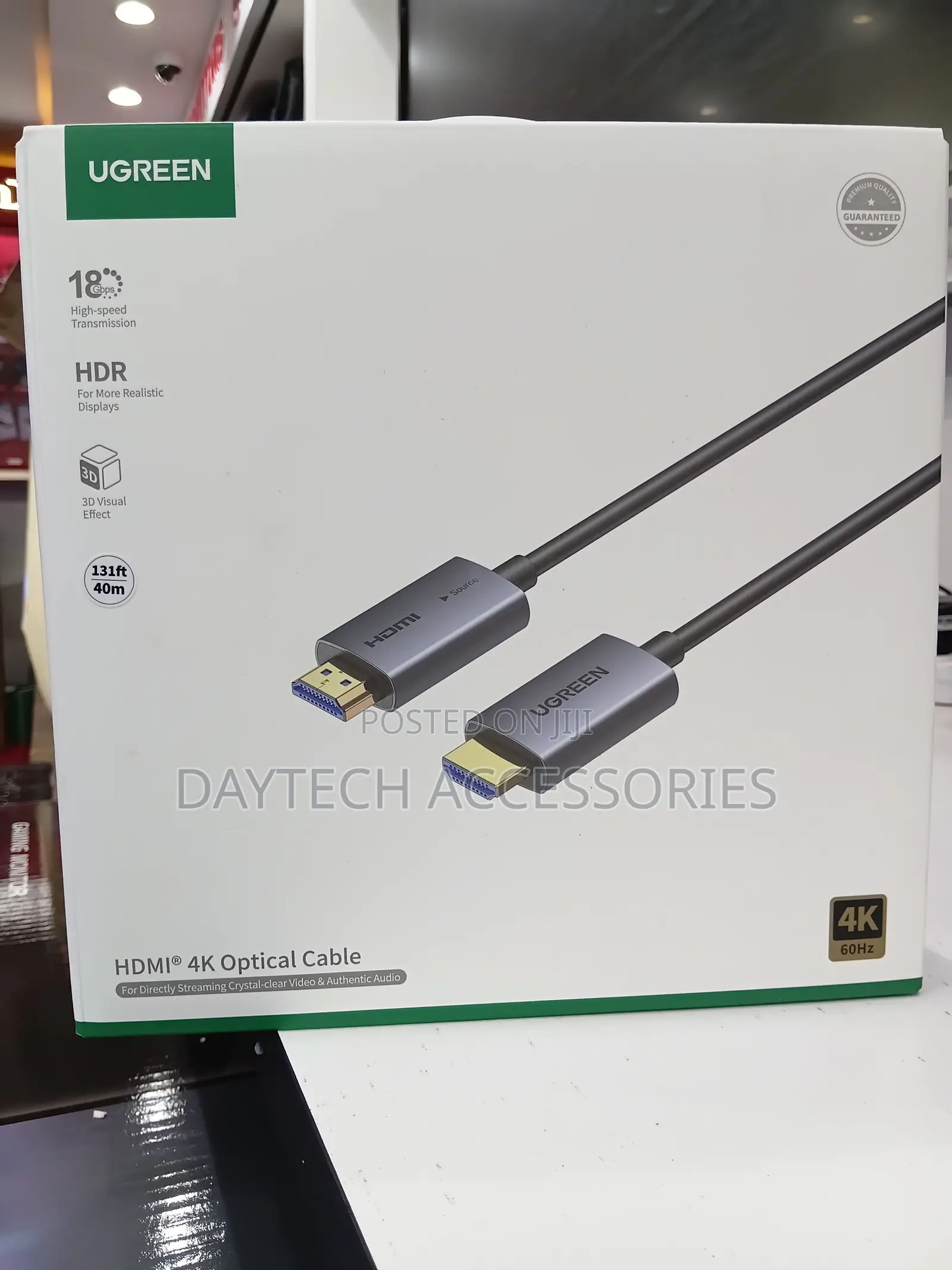 UGREEN 40 Meter HDMI Fiber Optic Cable Male to Male - Black