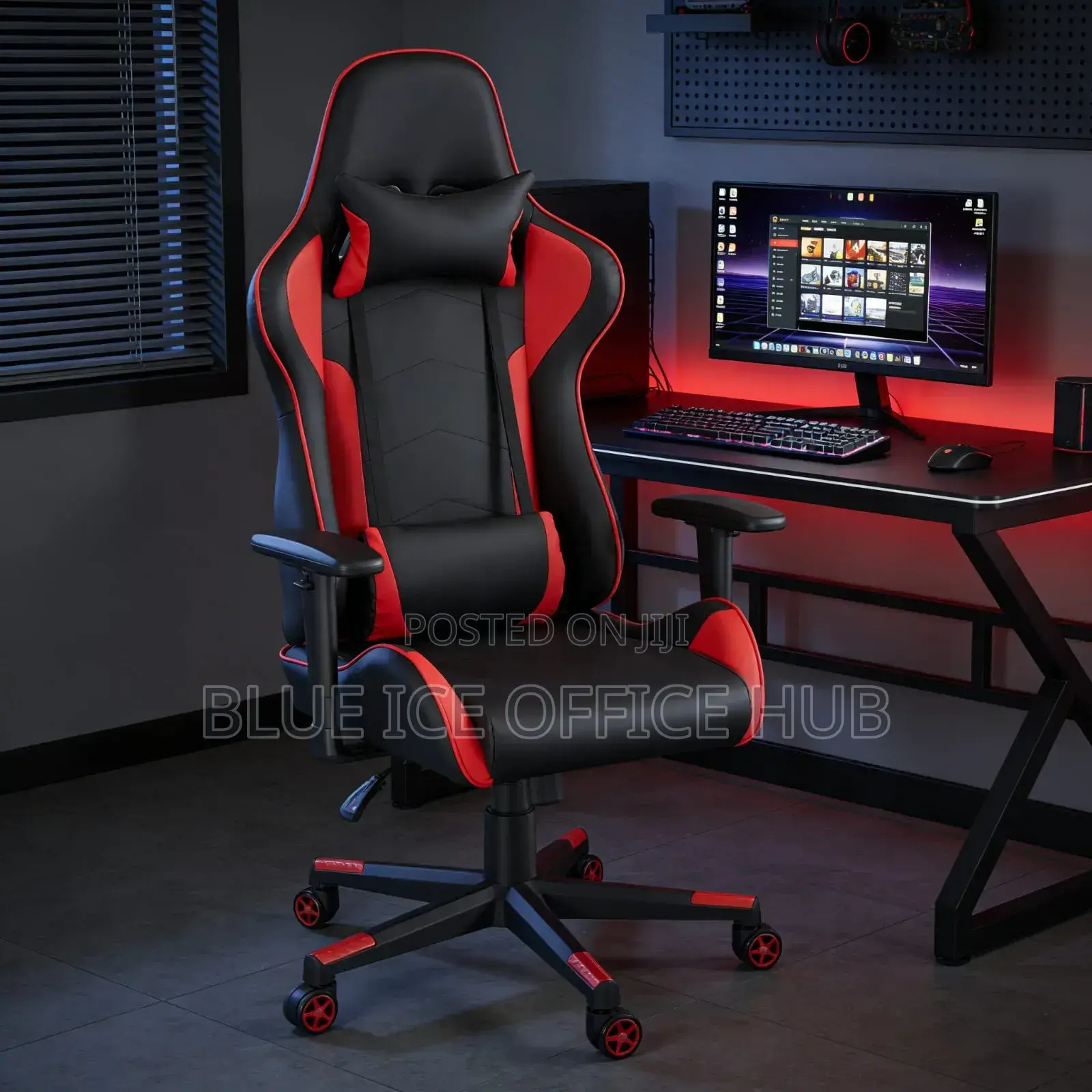 Gaming Chair With Headrest and Lumbar Support | Red Black
