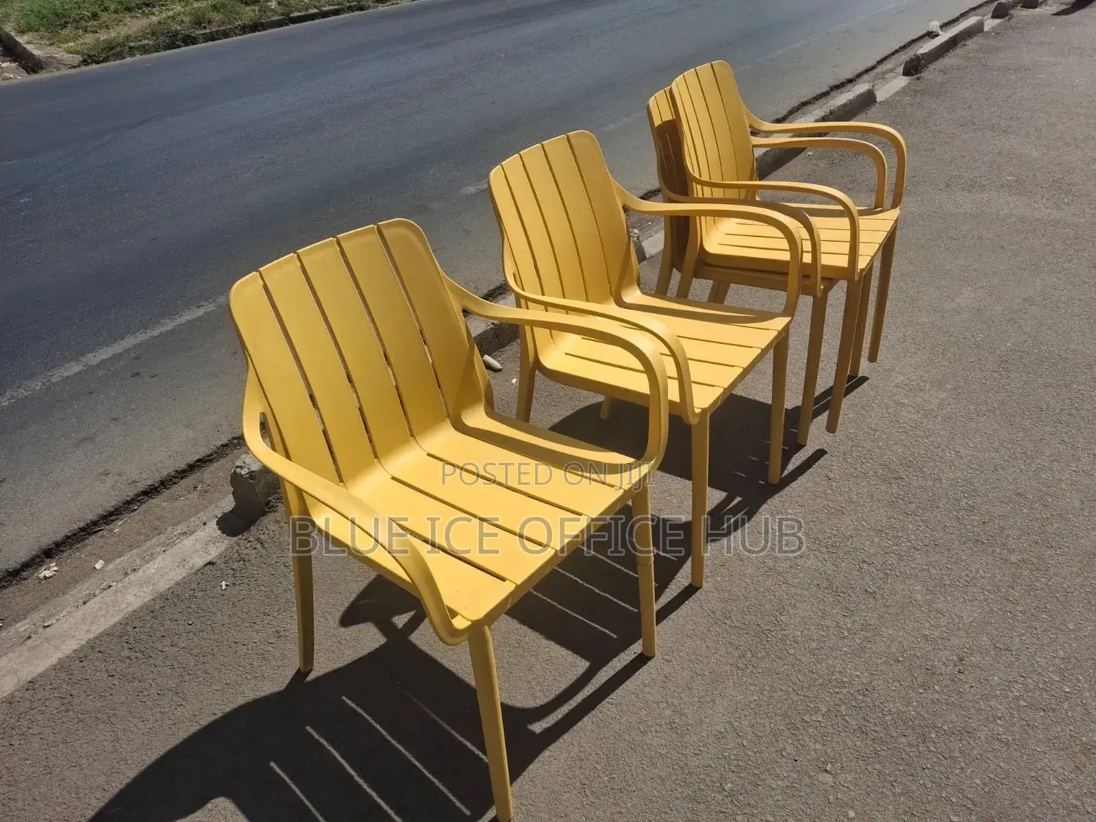 Yellow Outdoor Plastic Chair With Arms