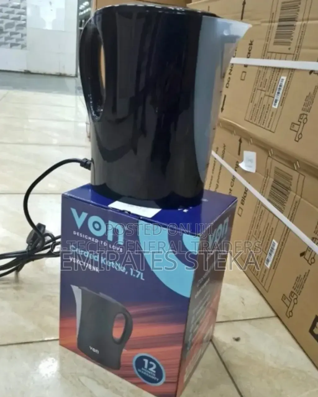VON VKCL17CDB Cordless Kettle – 1.7L – Black