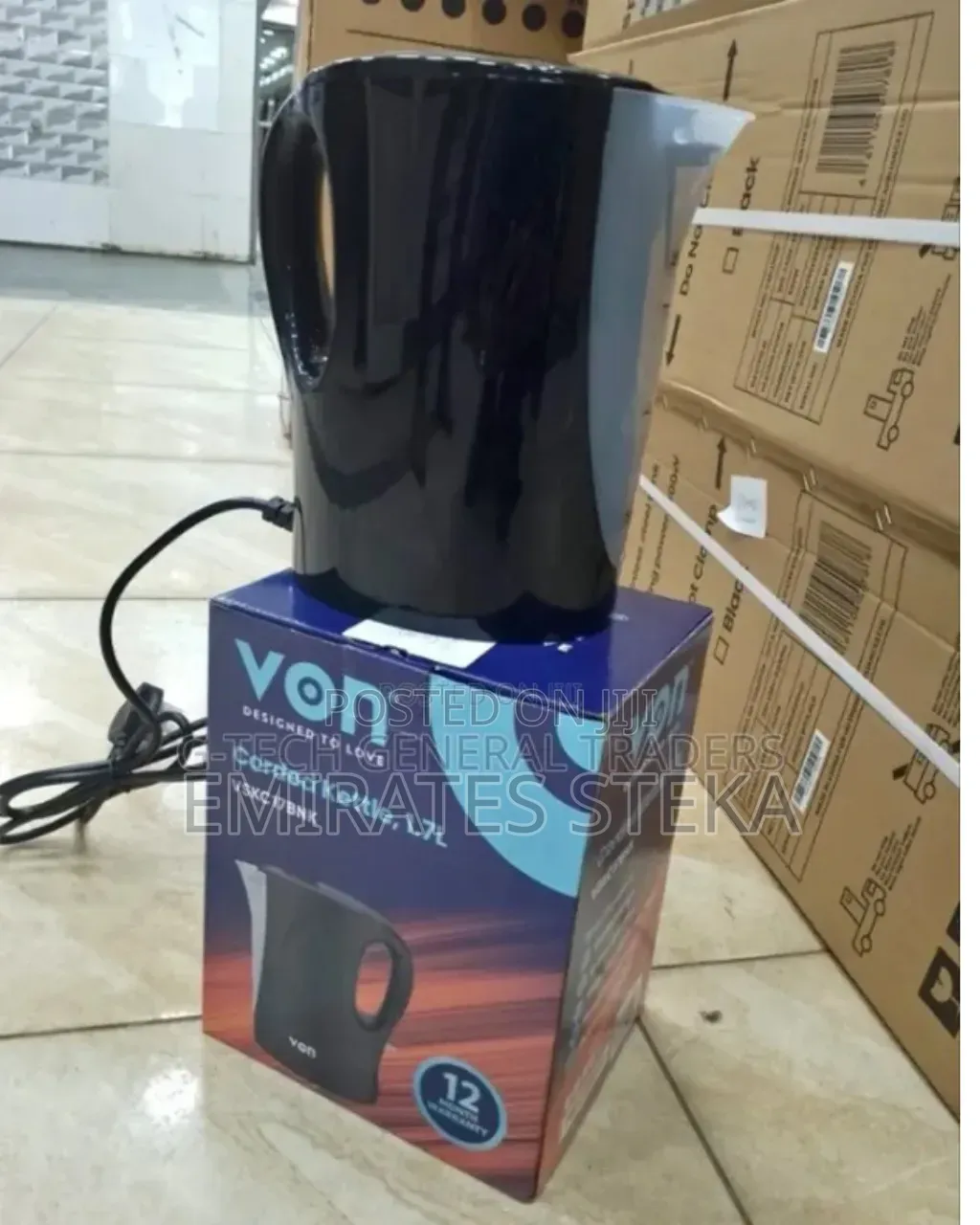 VON VKCL17CDB Cordless Kettle – 1.7L – Black
