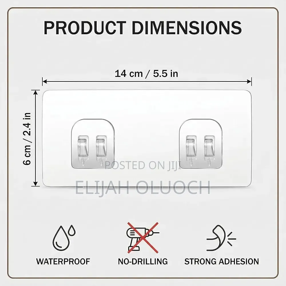 Single Clear Self Adhesive Hooks / Shelf Stickers