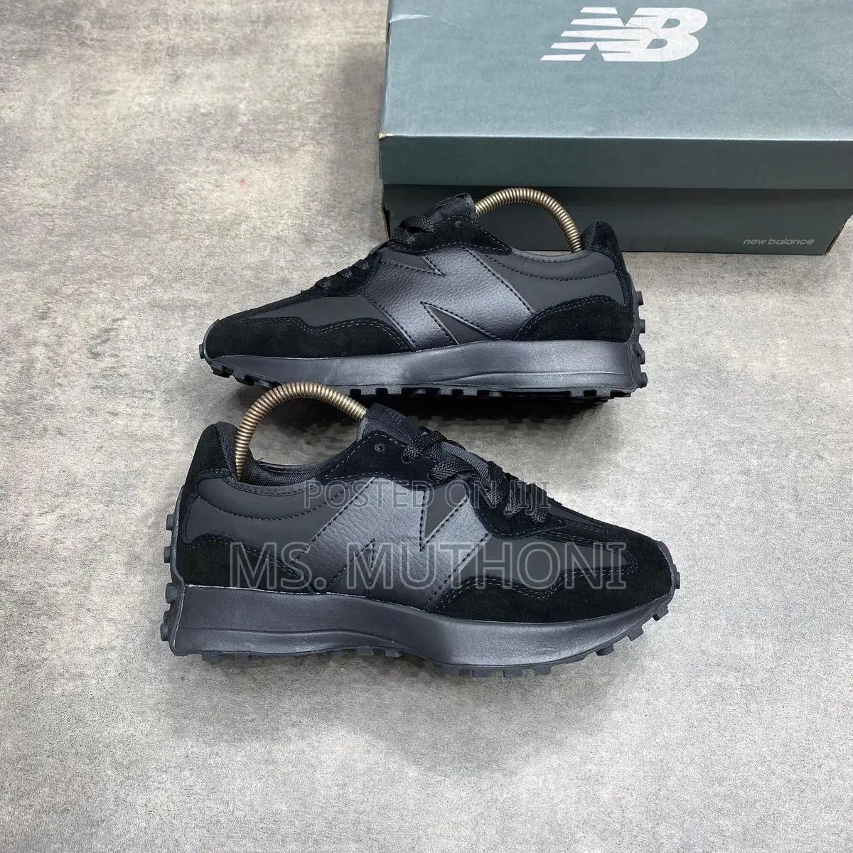 Quality Leather New Balance 327 Triple Black (MS327CTB) Size 37-45