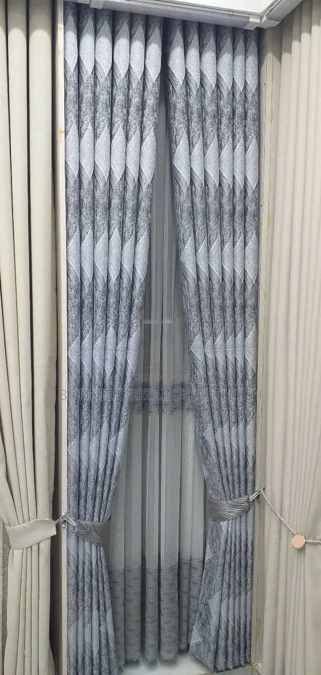 Grey Modern Curtains and Blige With Rings