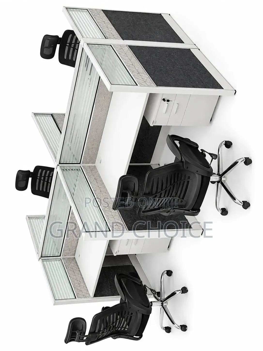 Modern 4- Way Workstation Desk With Privacy Partitions