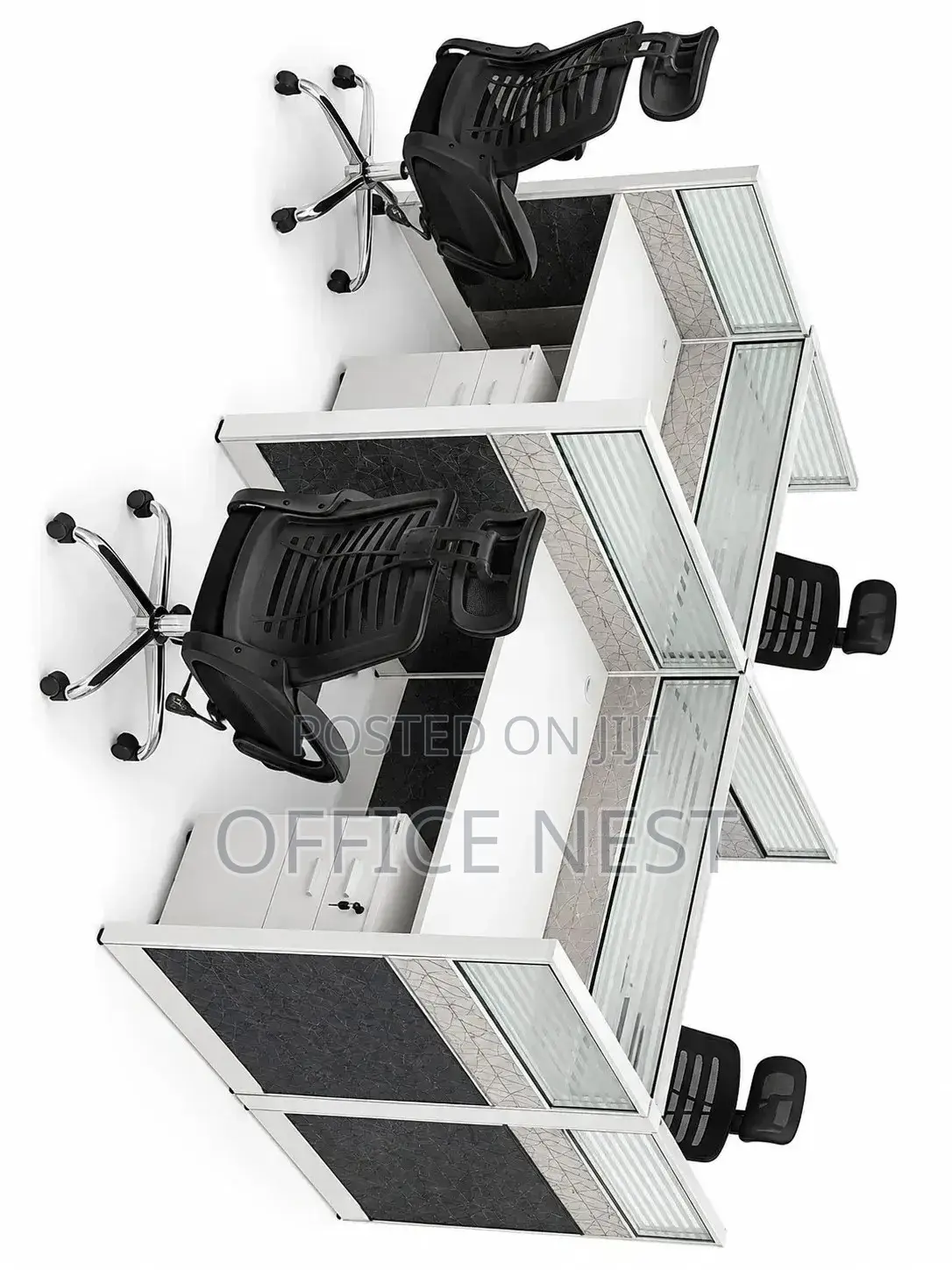 Modern 4- Way Workstation Desk With Privacy Partitions