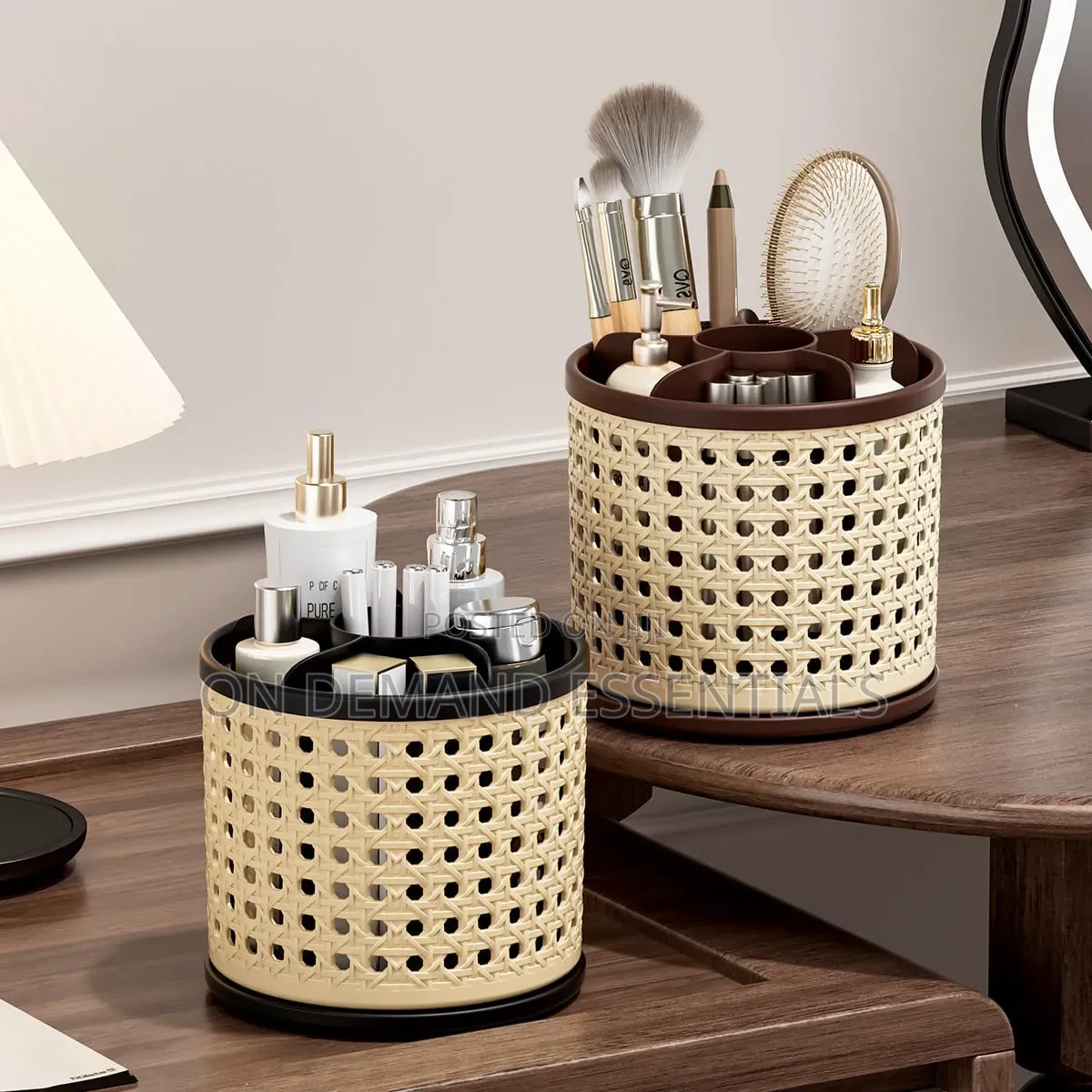 Retro Rattan Rotating Storage Organizer