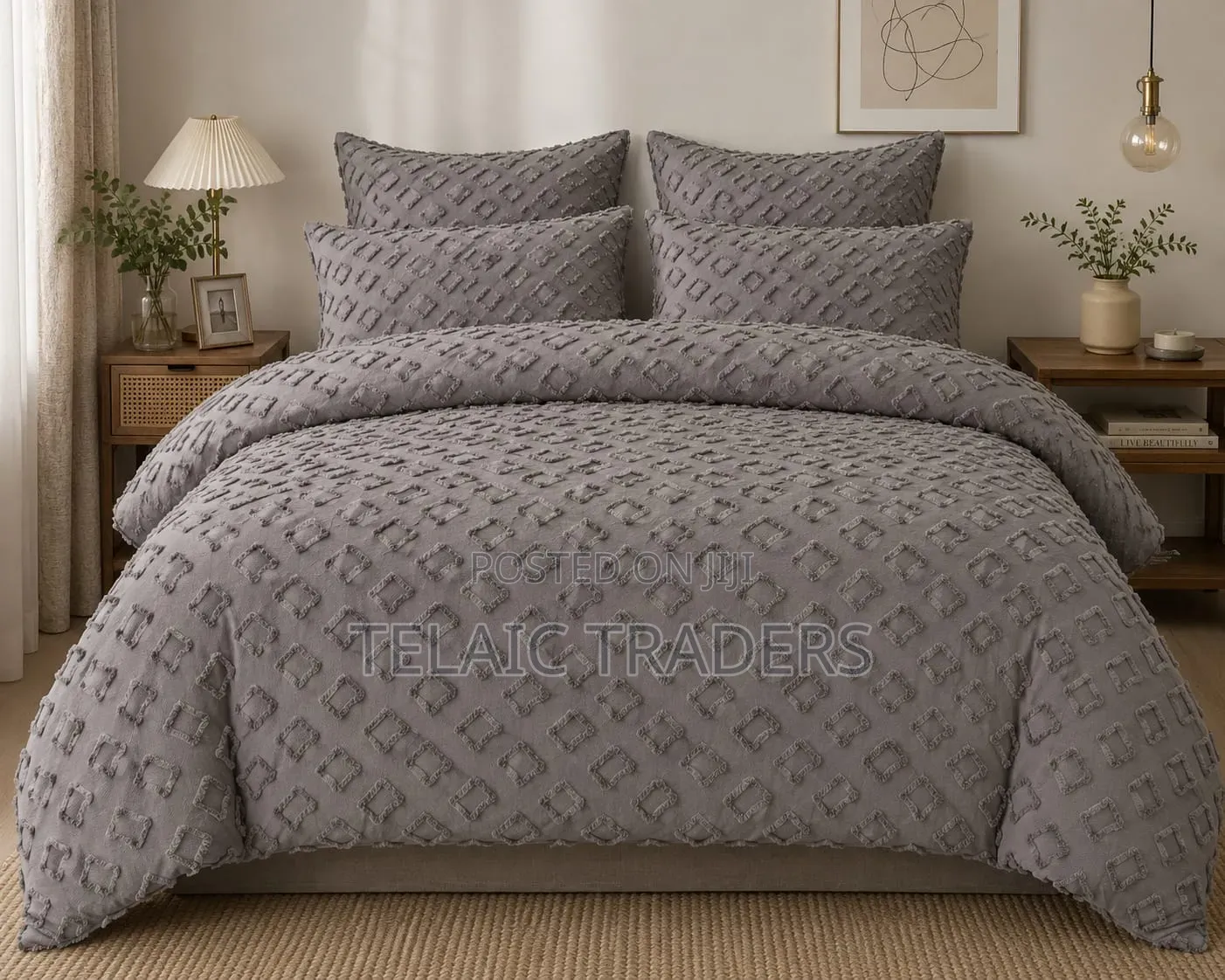 Luxury Tufted Wave Duvet Cover Set With Bedsheet